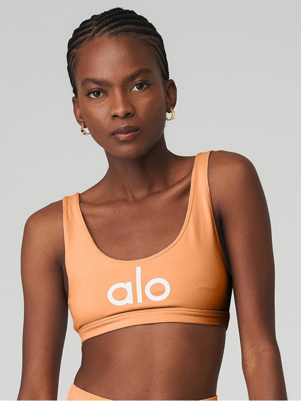Alo Yoga Ambient Logo Bra, Large, Cantaloupe